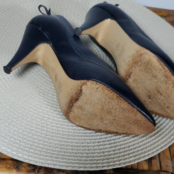 Vintage Italian Leather Navy heels - Picture 7 of 8